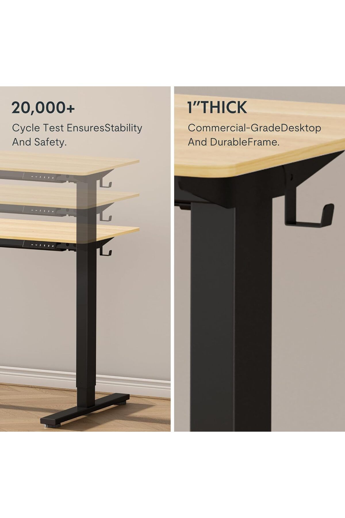 Mahmayi-Flexispot Modern 140 x 70 cm Maple Standing Desk with Adjustable Legs, Anti-Rust Steel Frames 5
