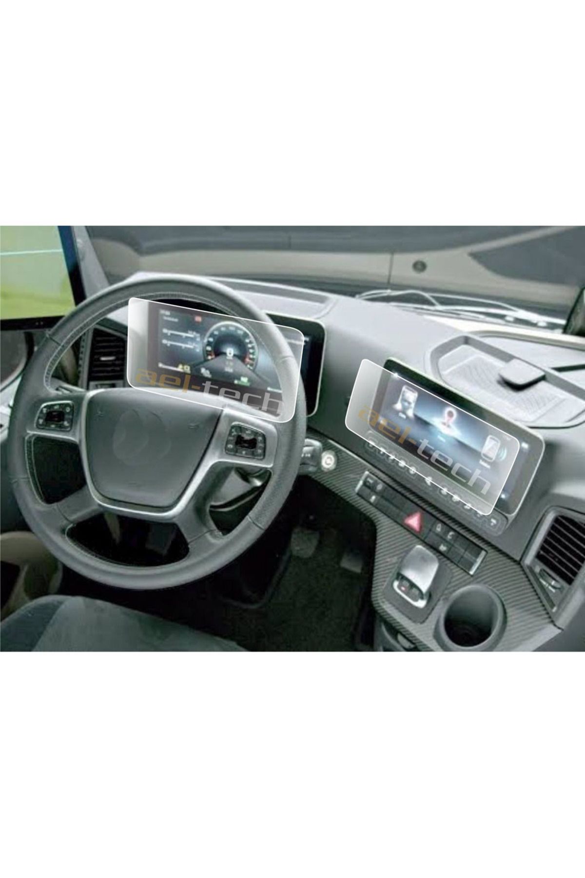 ael-tech-Mercedes Actros Digital Display and Navigation Compatible Nano Screen Protector Set of 2 2