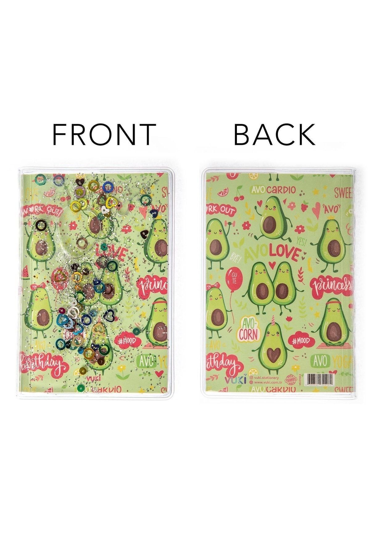 VUKİ-Glittery and Watery Covered Patterned Mini Notebook with Colorful Pages 6