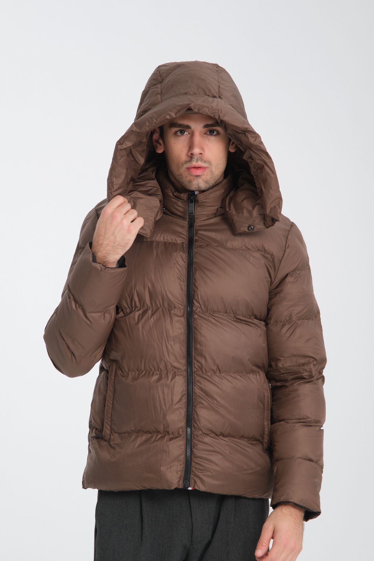 Frappoli-Men's Thick and Hooded down Jacket - Standard Fit 6