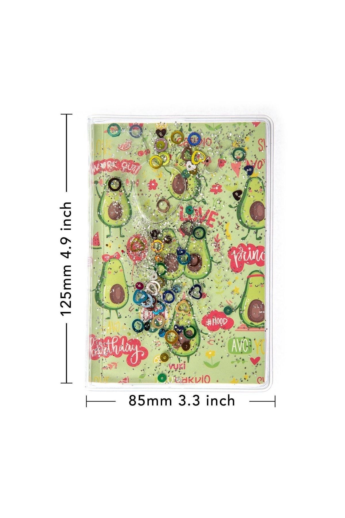 VUKİ-Glittery and Watery Covered Patterned Mini Notebook with Colorful Pages 2