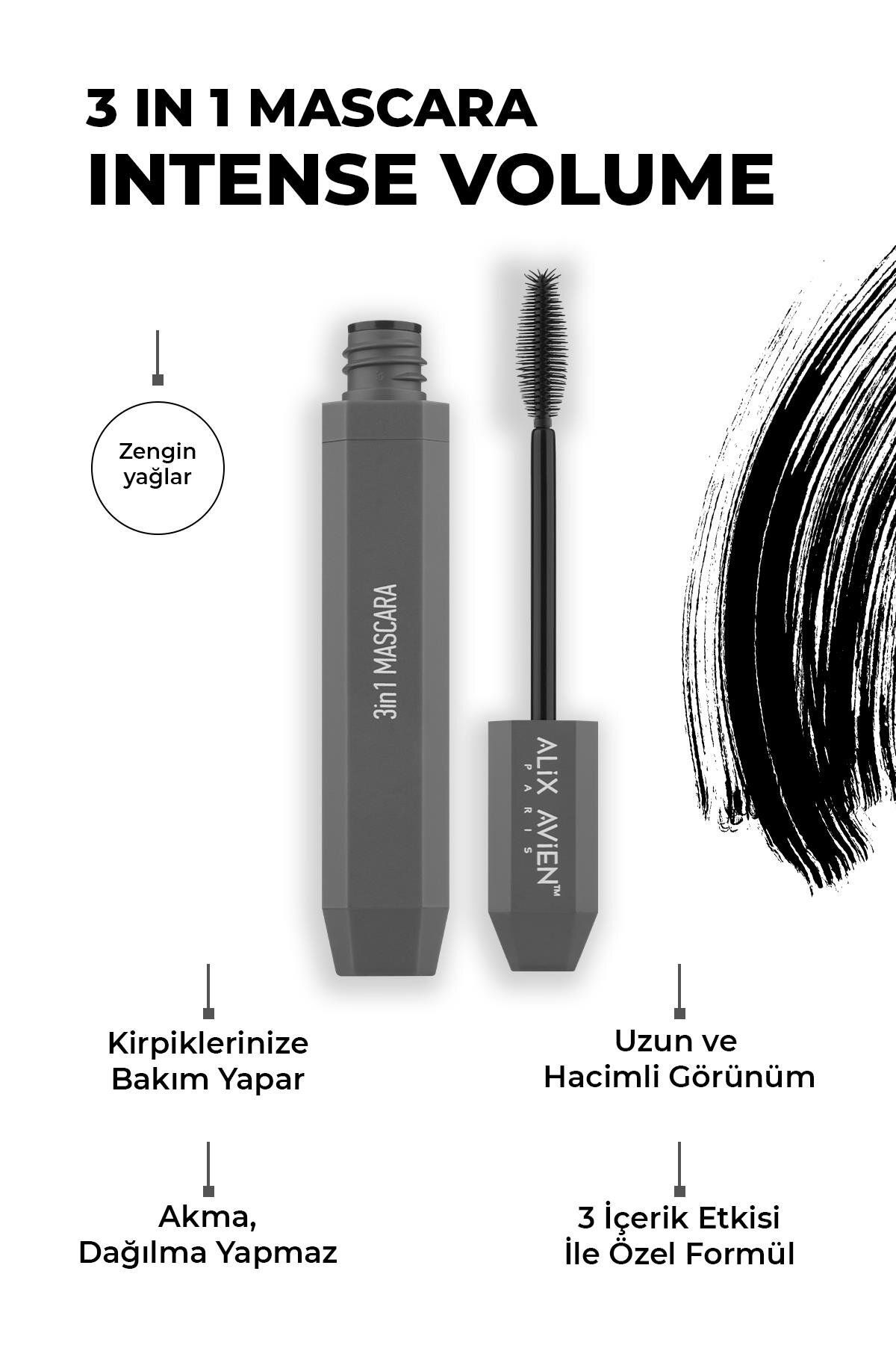 Alix Avien Yoğun Siyahlık & Hacim Veren Maskara - 3 In 1 Mascara-1