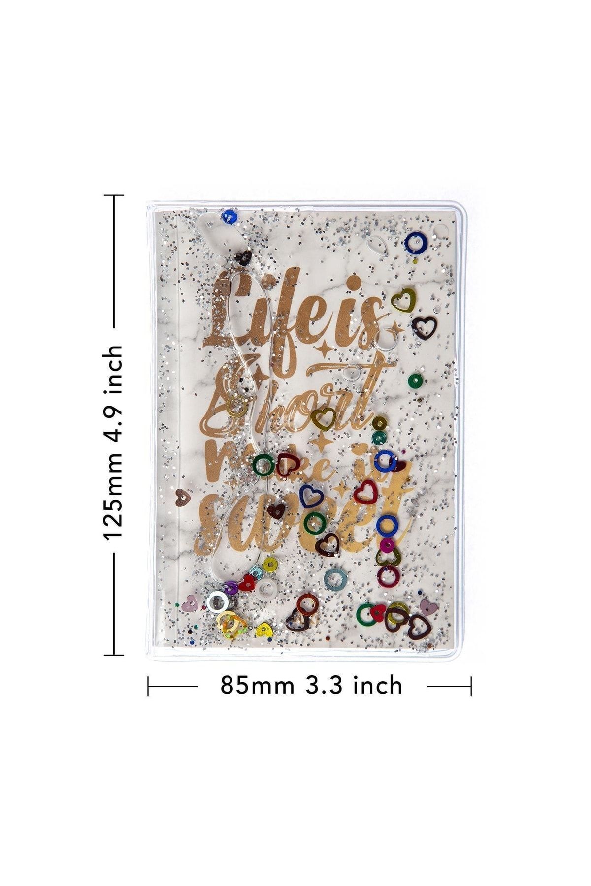 VUKİ-Glittery and Watery Covered Patterned Mini Notebook with Colorful Pages 2