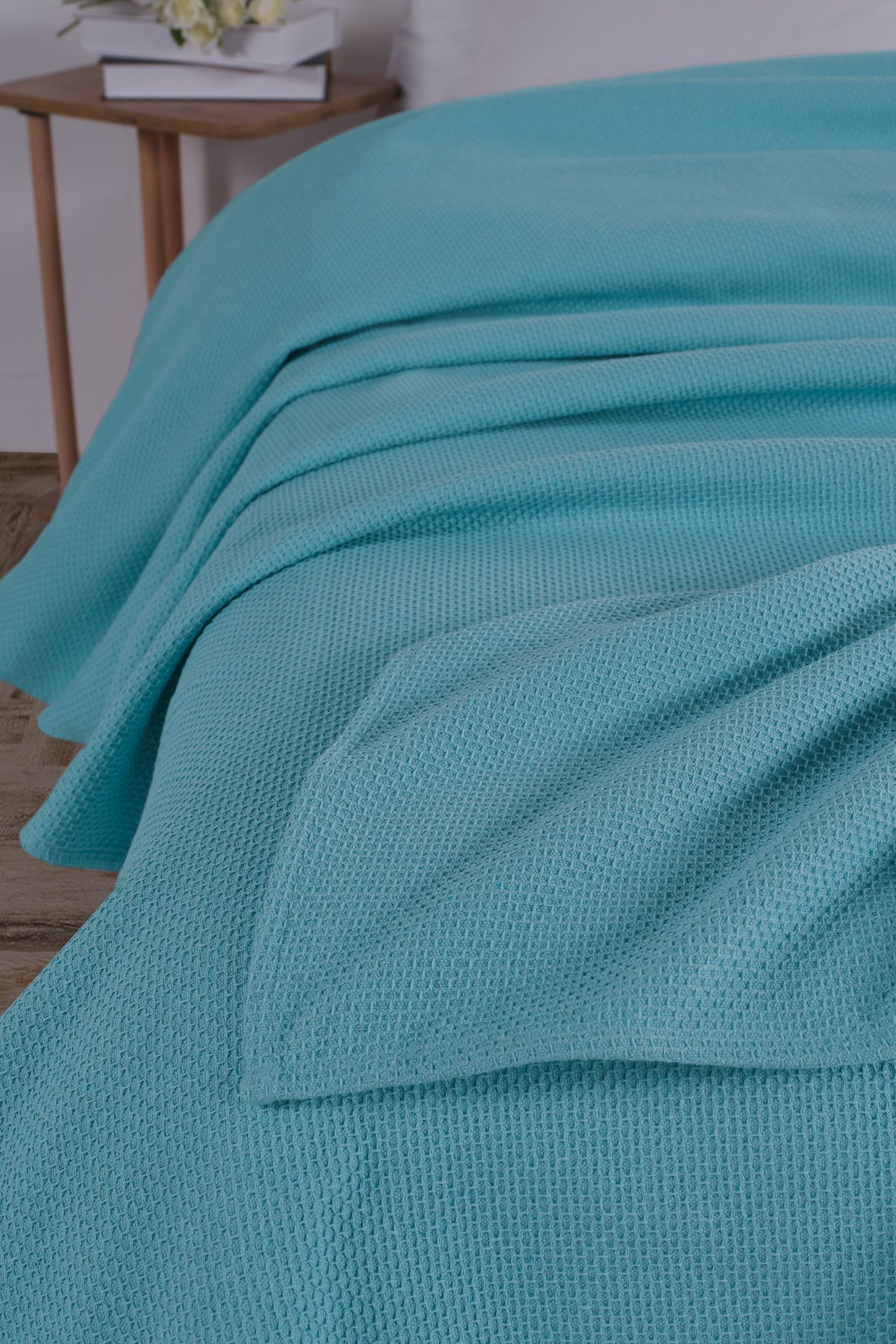 Evim-Cuvertură de pat multifuncțională din bumbac, turcoaz deschis, simplu - 160x230 cm 3