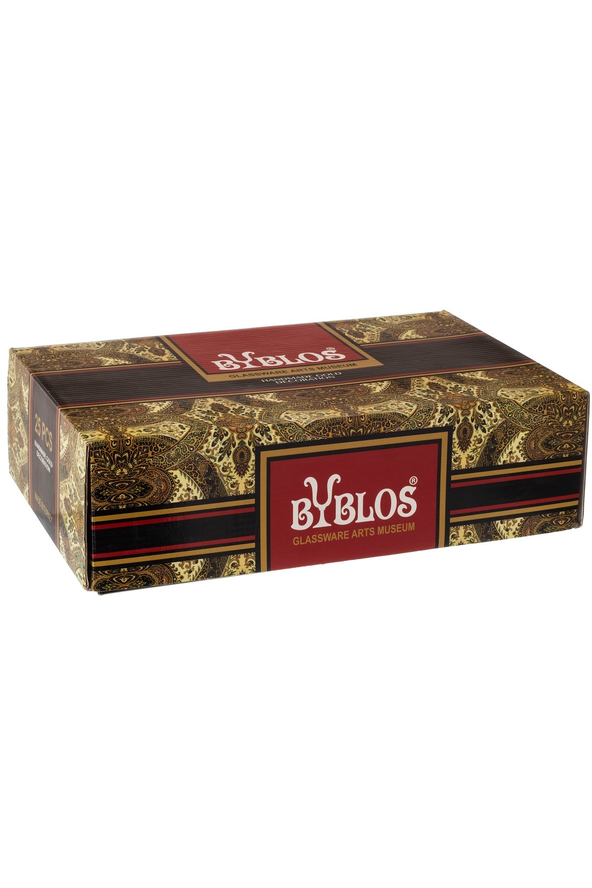 Byblos-Turkish tea & coffee set, 25 pcs,  6 tea cups 6 tea saucers 6 coffee cups 6  spoon 1 sugar spoon 3