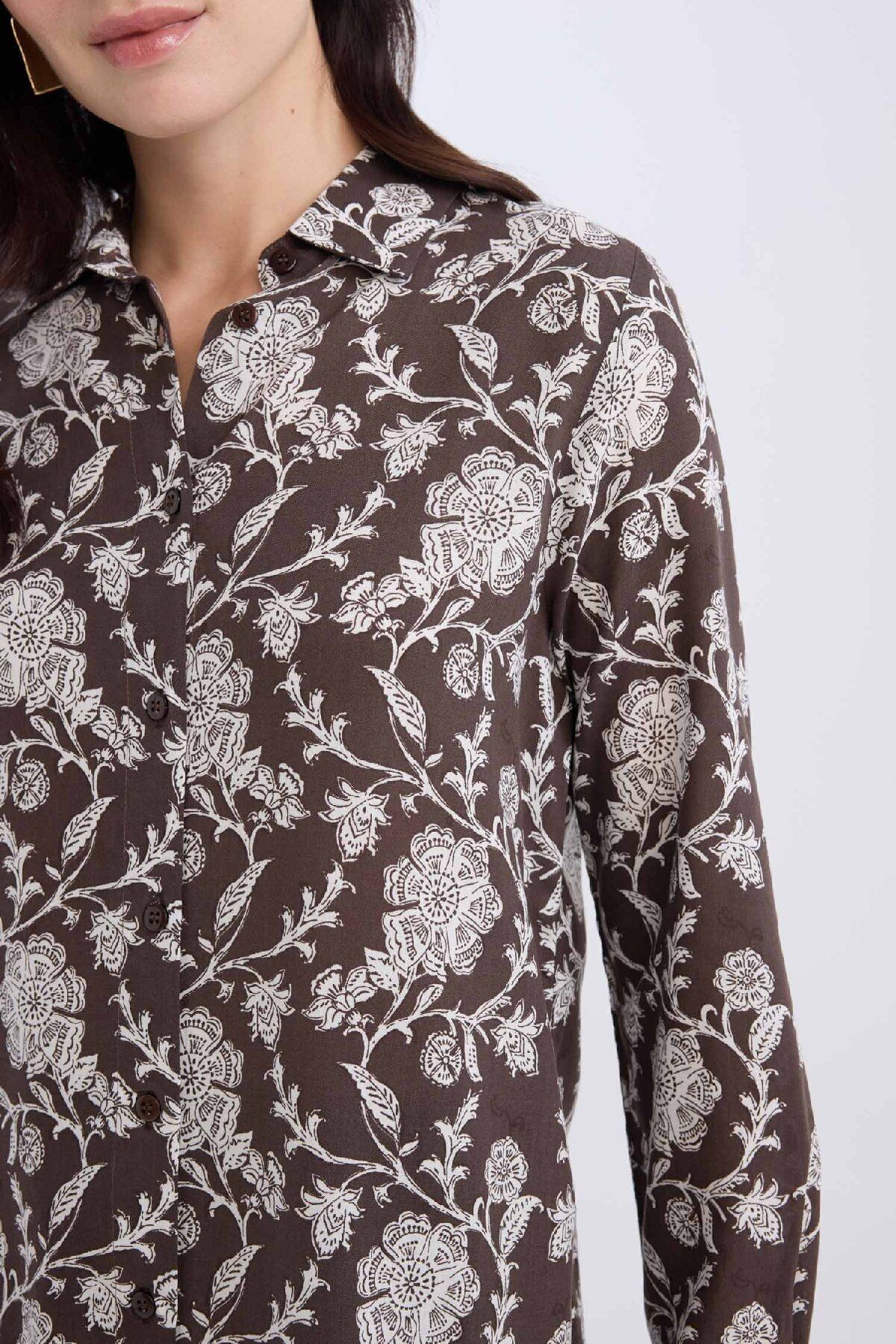 DeFacto-Patterned Long Sleeve Loose Fit Shirt Tunic - T0609Az24Au 4