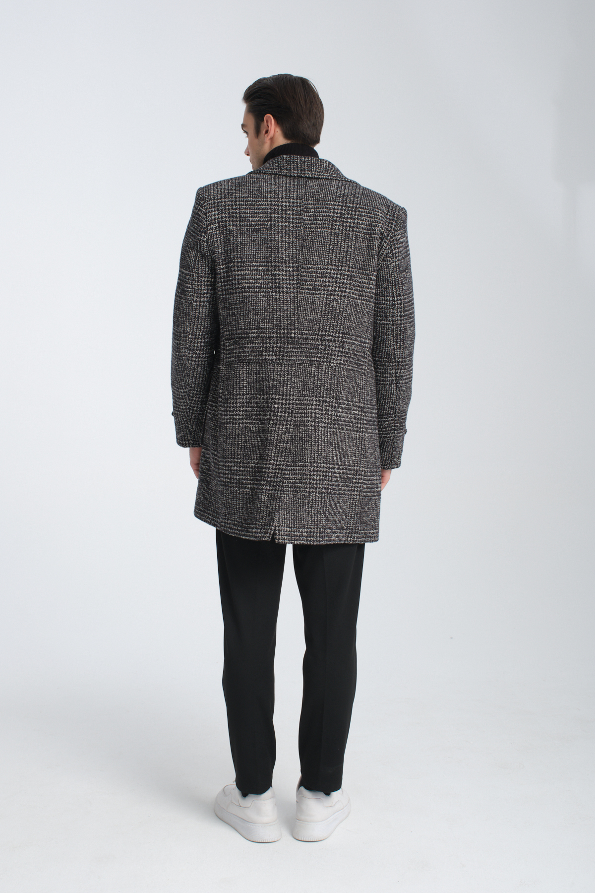 Frappoli  Ekose Desenli Erkek Kalın Kaşe Kaban Regular Fit - Görsel 8