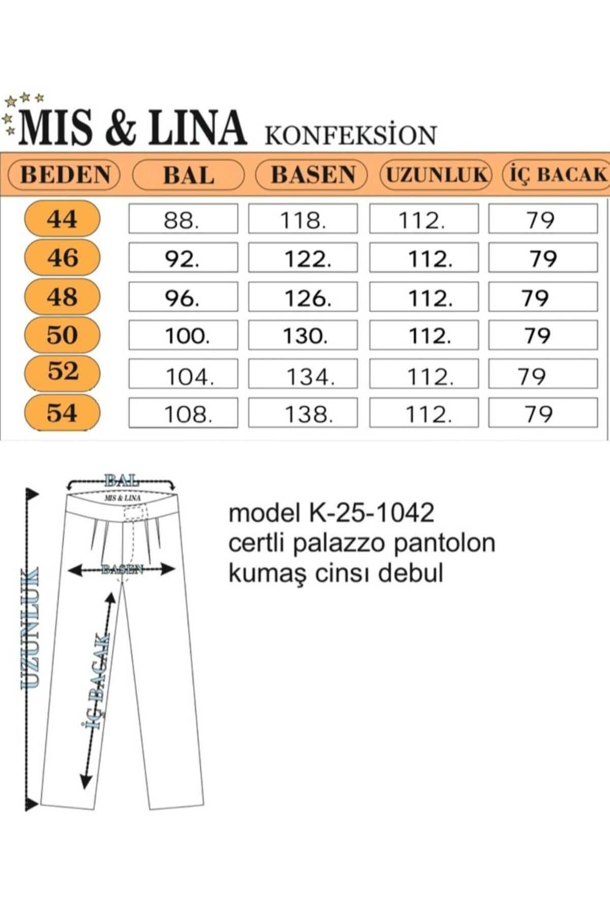 MİSLİNE-Balazzo Velcro Large Size Wide Leg Women's Fabric Trousers 4
