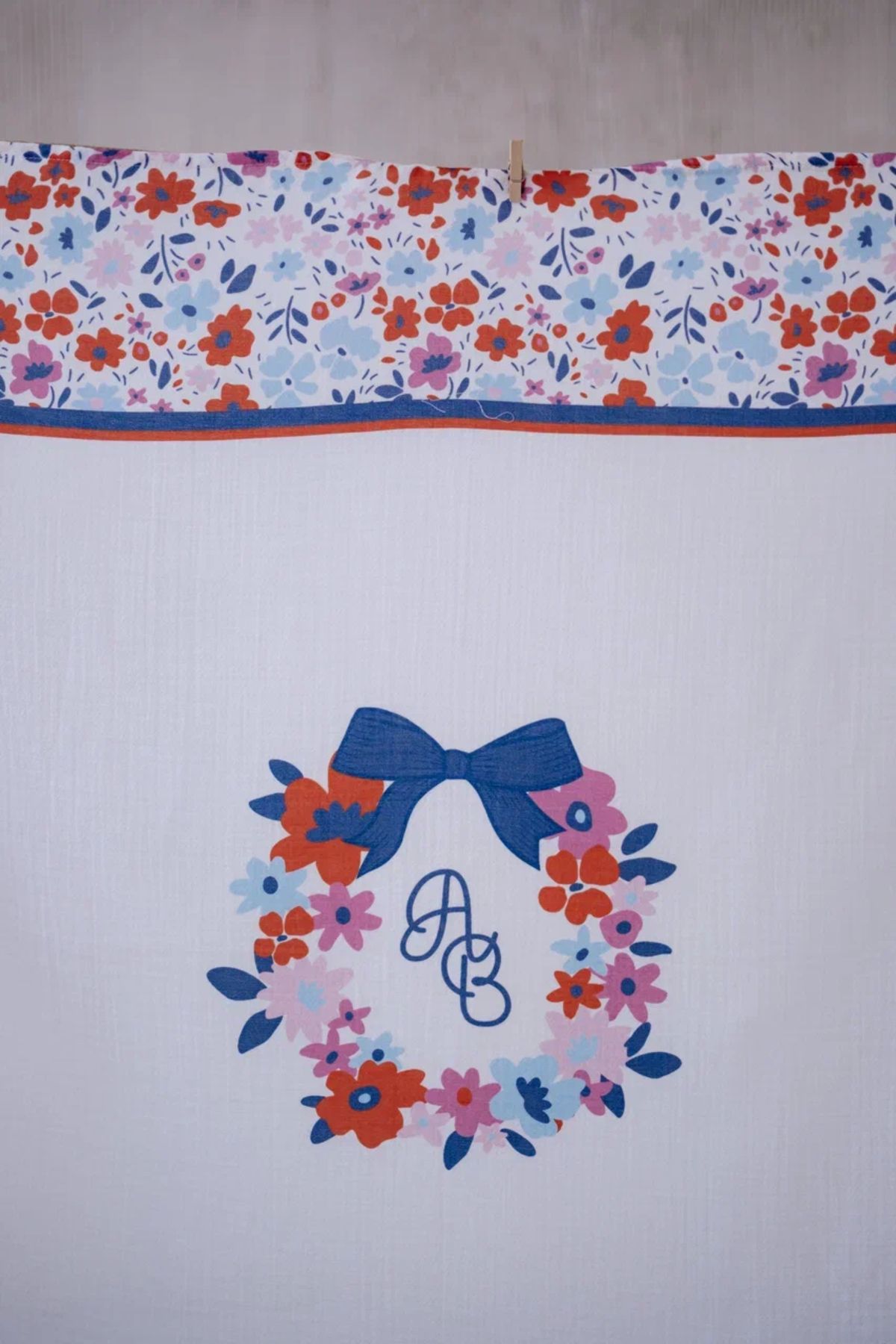 Atelier Babbi-70X70Cm Red Mini Flower Patterned Double Layer Muslin Blanket 2