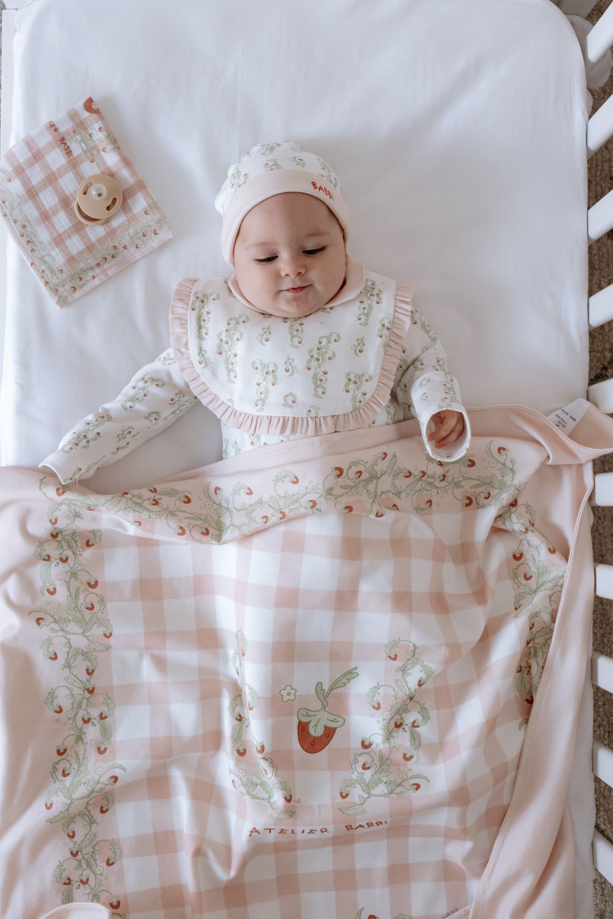 Atelier Babbi-Double Sided Baby Blanket - Strawberry 5