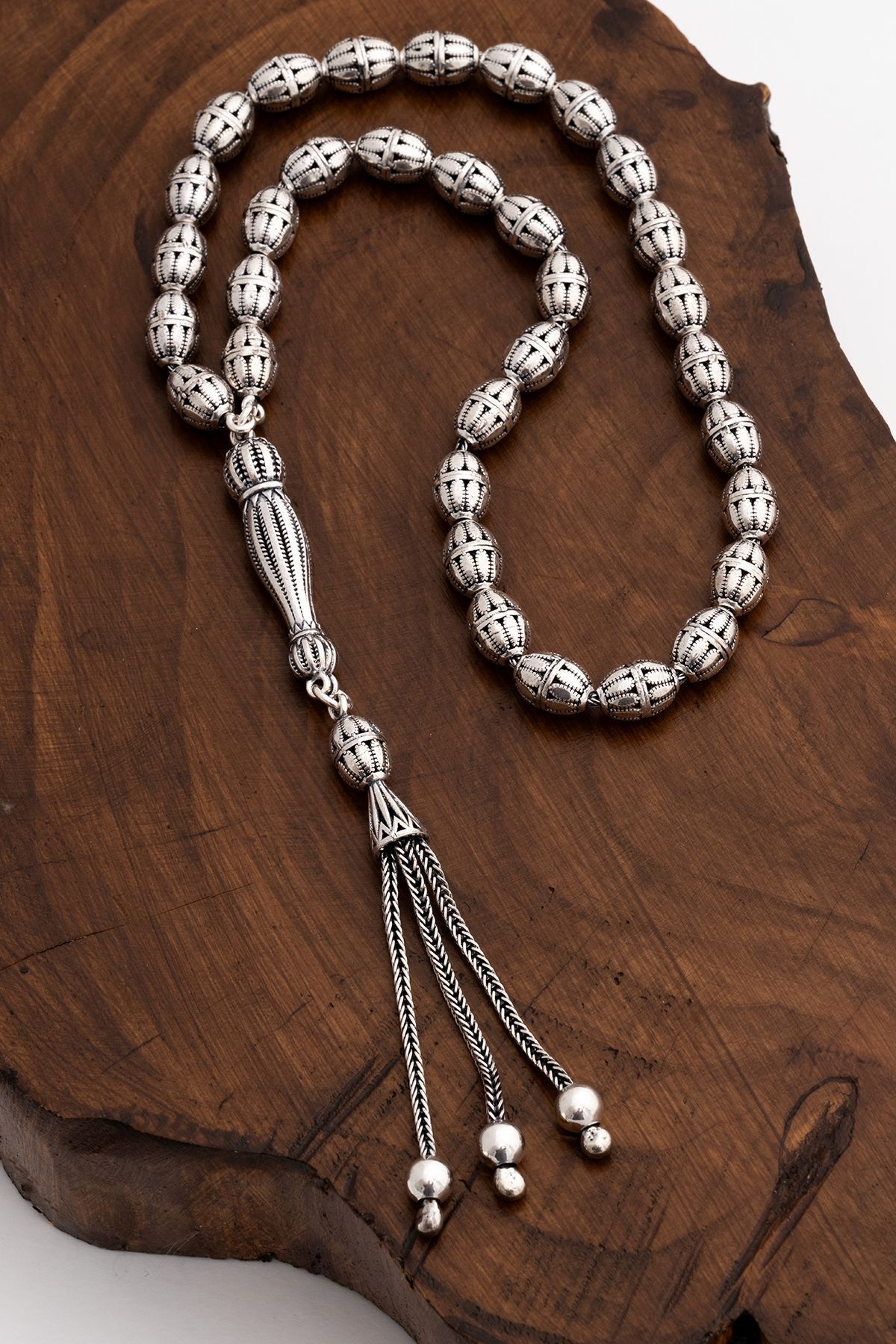 OSMANLI GÜMÜŞ-Men's Silver Rosary - Ferman Barley Cut 3