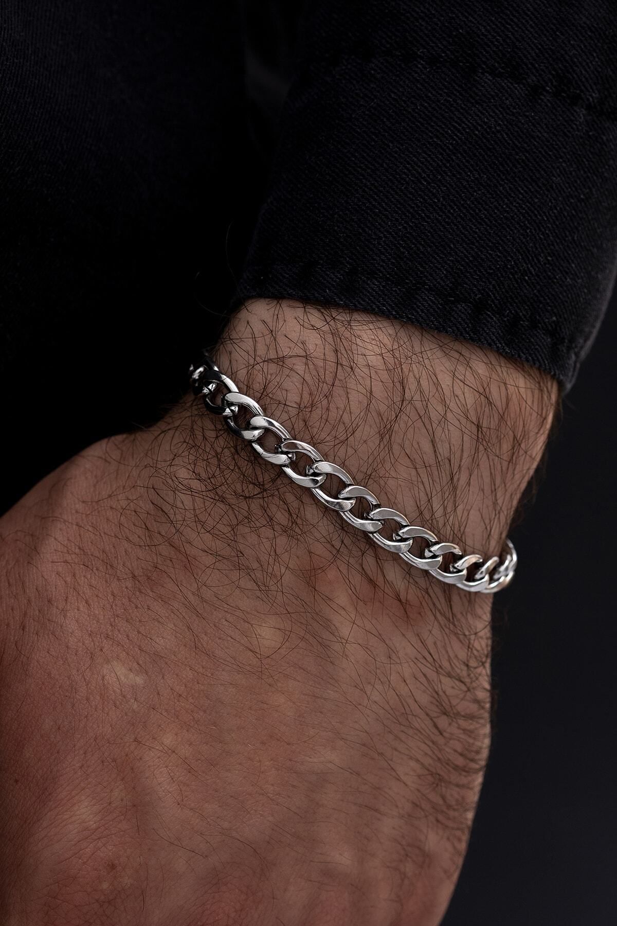 OSMANLI GÜMÜŞ-Men's Gourmet Model Steel Bracelet - 7mm 1