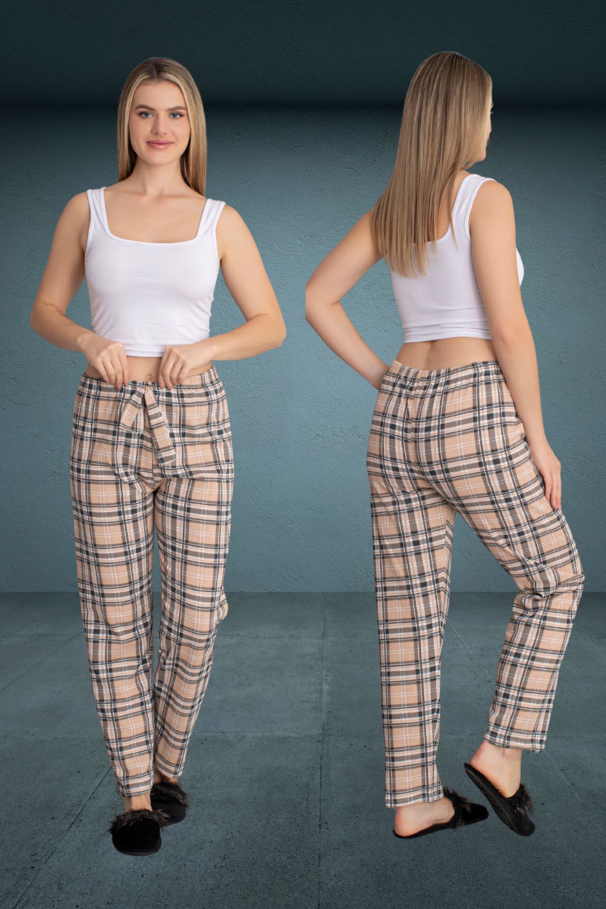 DONEX Pantaloni De Pijama De Damă Cu Imprimeu Din Țesătură Groasă Femeie - M