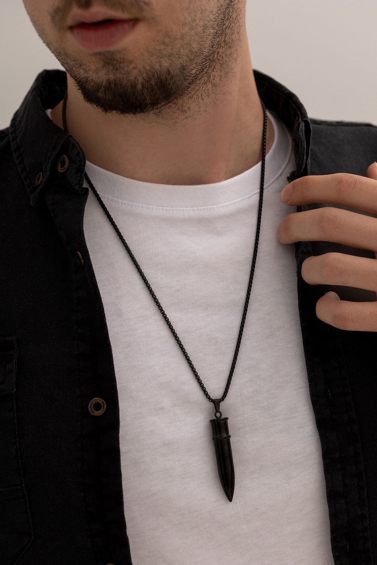 OSMANLI GÜMÜŞ-Men's Necklace - Bullet Model Men's Steel Necklace - 316 L Stainless Steel Necklace 2