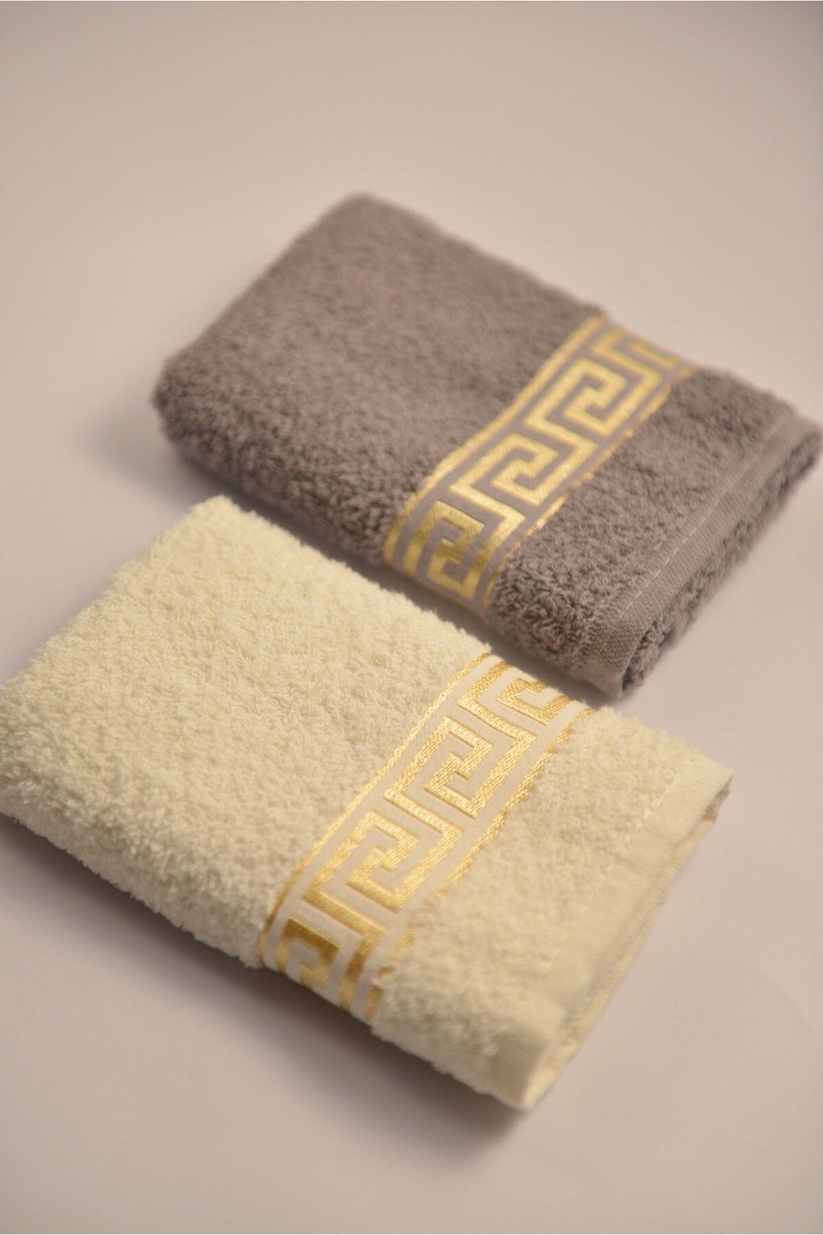 Minteks-Cream-Grey 2-Piece Kitchen Towel 1