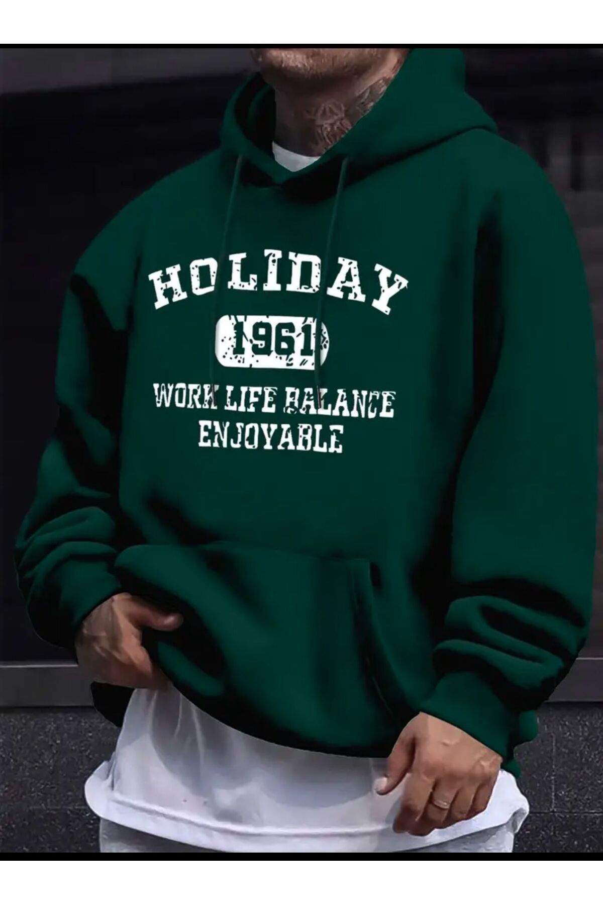 ModaSphere Holiday Baskılı Kapüşonlu Sweatshirt