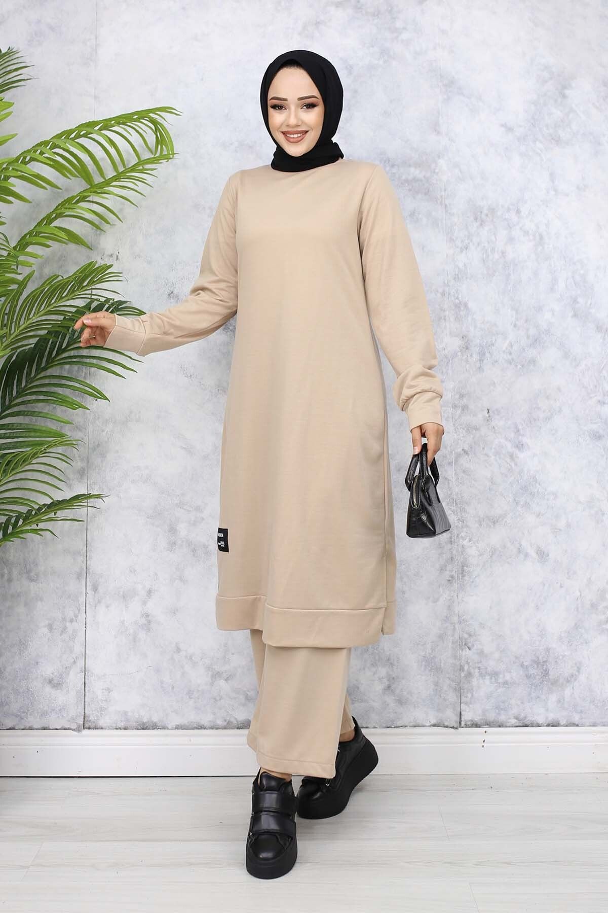 benguen-Beige Long Tunic Double Set - 13006 4