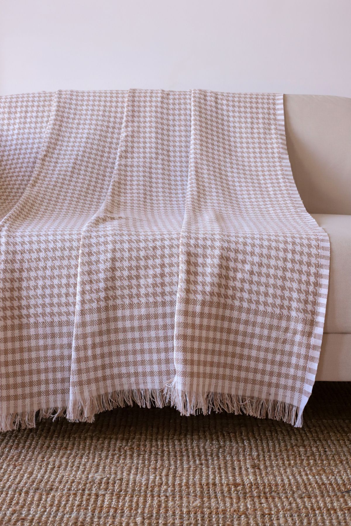 روکش مبل نود صندلی کاسپیایی پنبه بژ پوشش شال 210X175 سانتی متر  Koza Mix towel