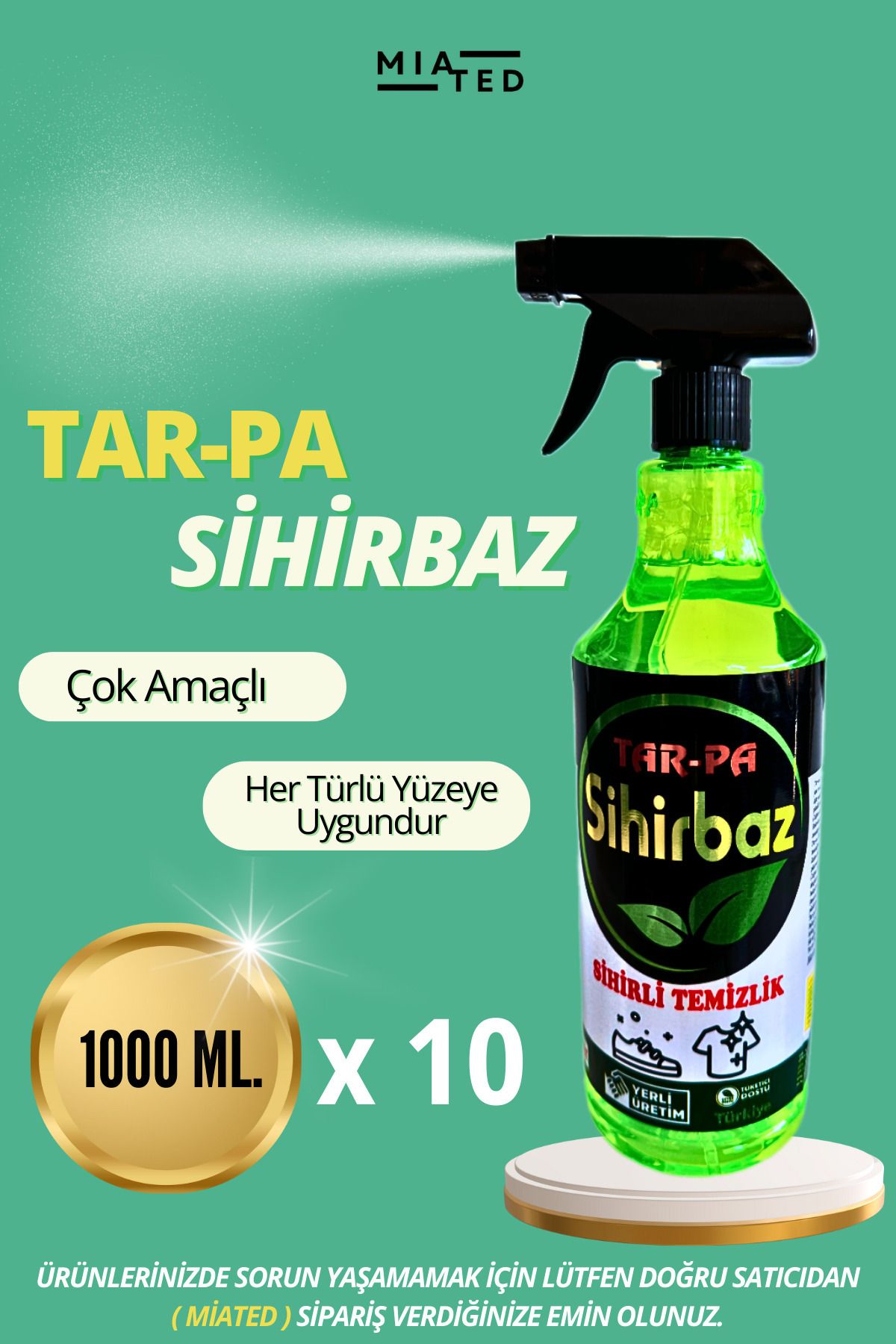 TARPA Sihirbaz Çok Amaçlı Temizlik Spreyi 1000ml X10- Koltuk Mutfak Banyo Parke Araba Ayakkabı Temizleyici