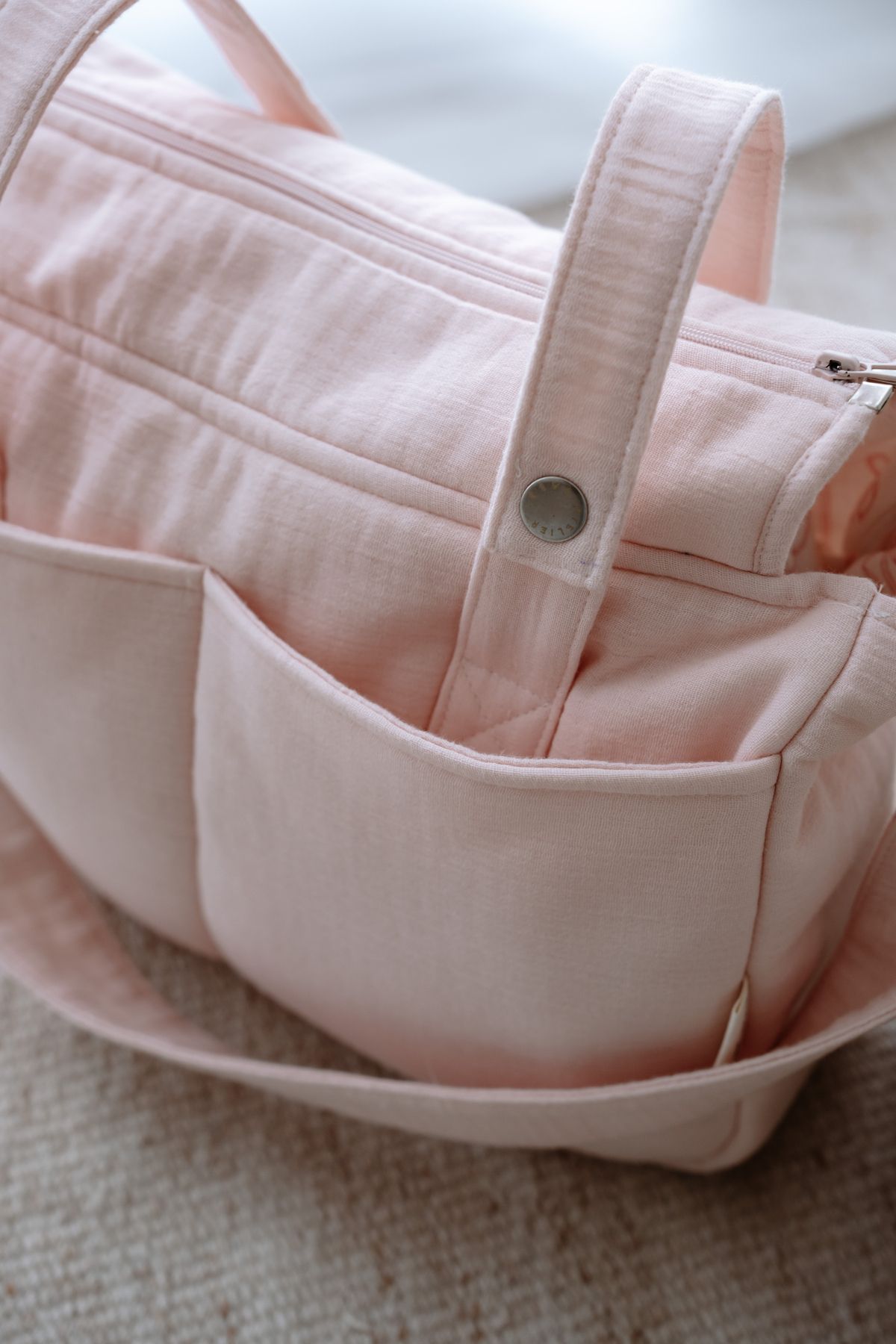 Atelier Babbi-Pink Ribbon Muslin Mother Bag 4