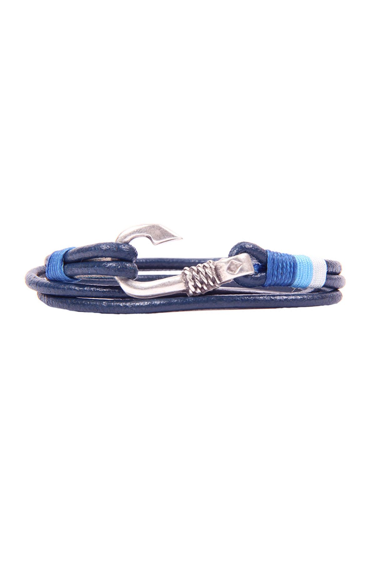 Rouge-Fishing Rod End Figure Leather Coiled Blue Unisex Bracelet 1