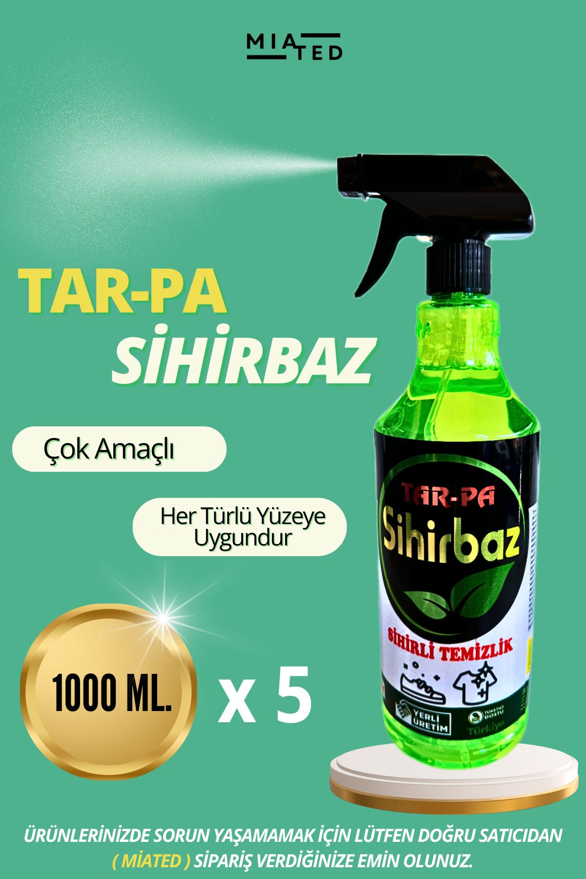 TARPA Sihirbaz Çok Amaçlı Temizlik Spreyi 1000ml X5 - Koltuk Mutfak Banyo Parke Araba Ayakkabı Temizleyici