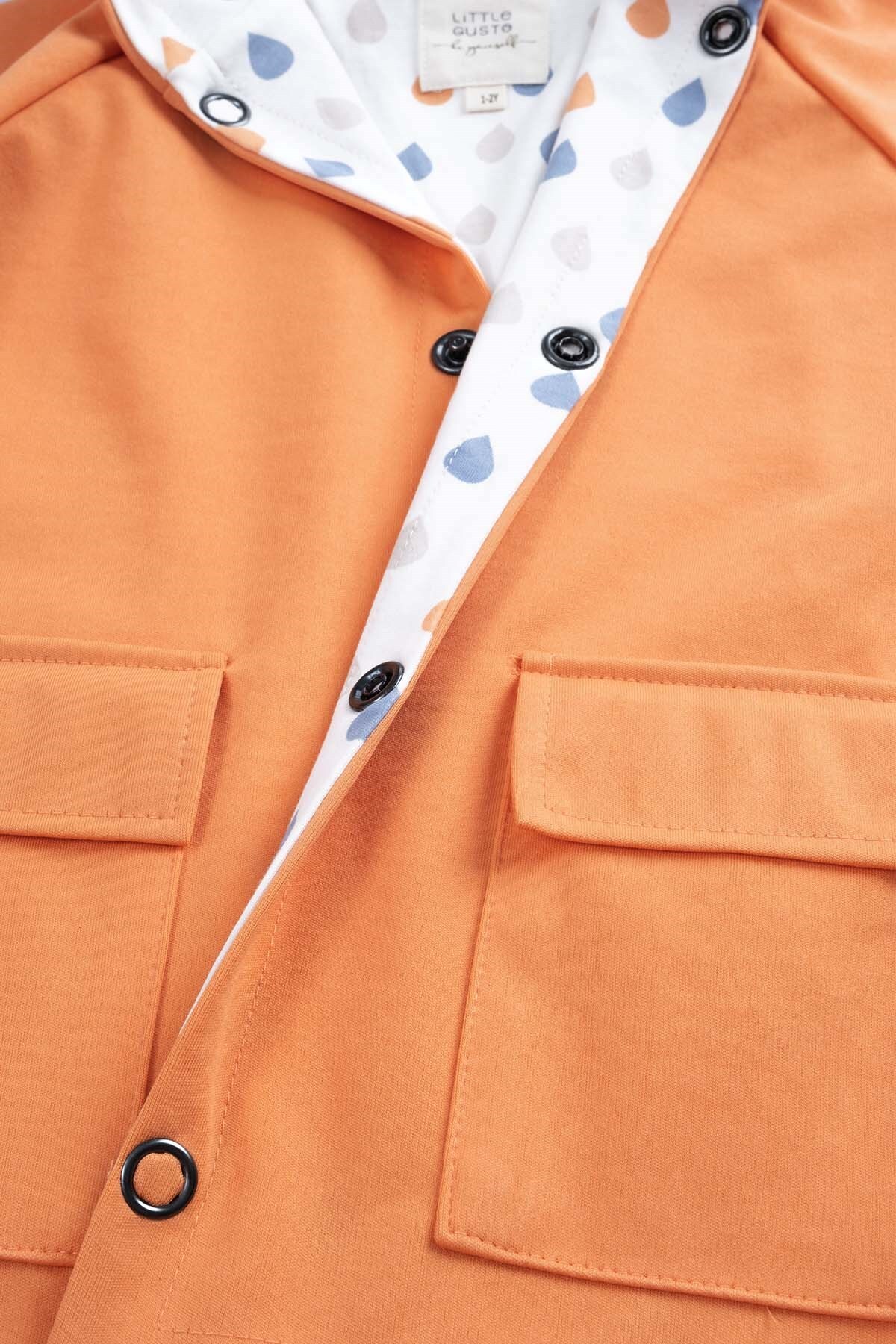 Little Gusto Kapüşonlu Organik Pamuklu Bebek Yağmurluk Coppe fotoğrafı 6 (önizleme)