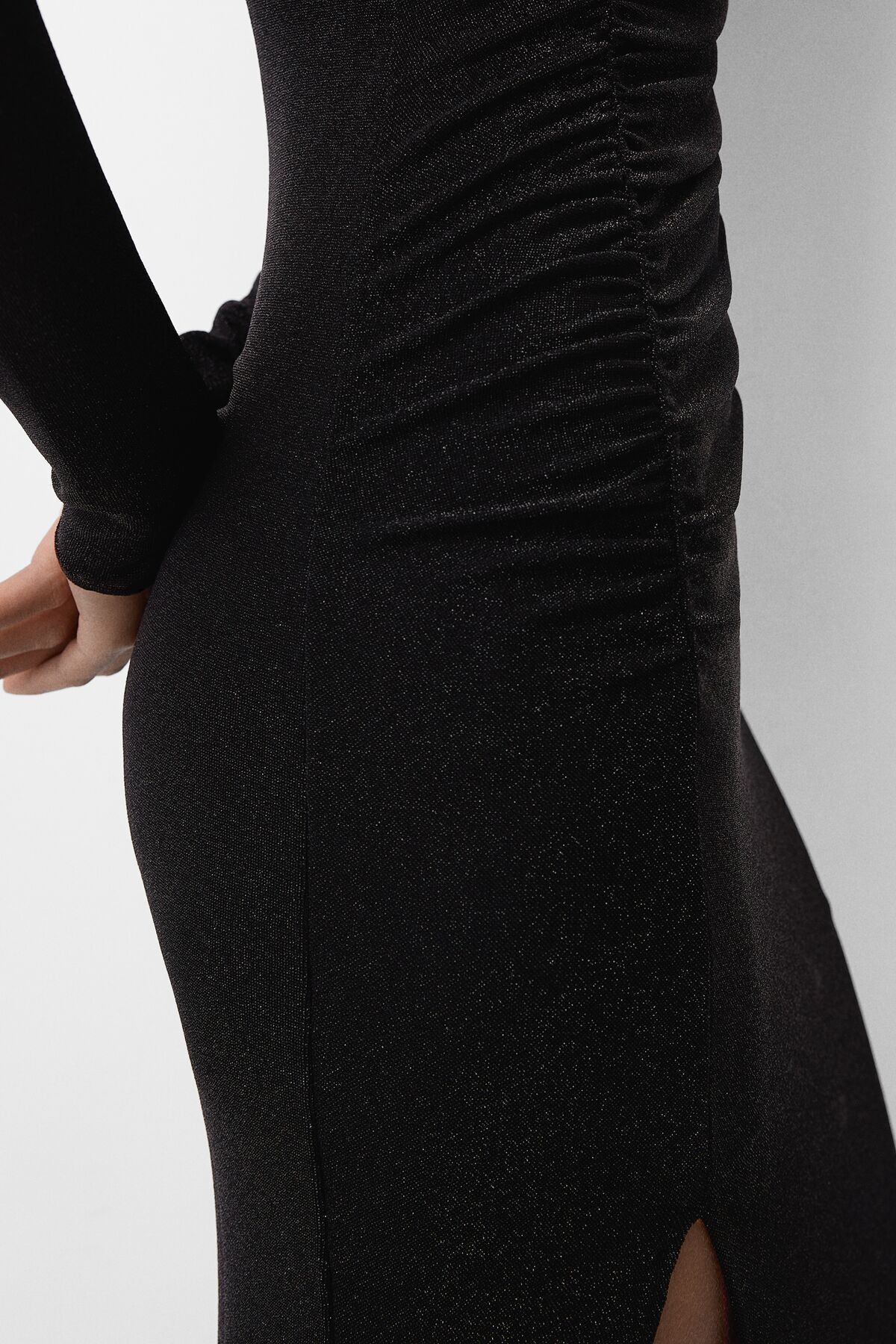 Bershka-Long Sleeve Shiny Midi Dress 6