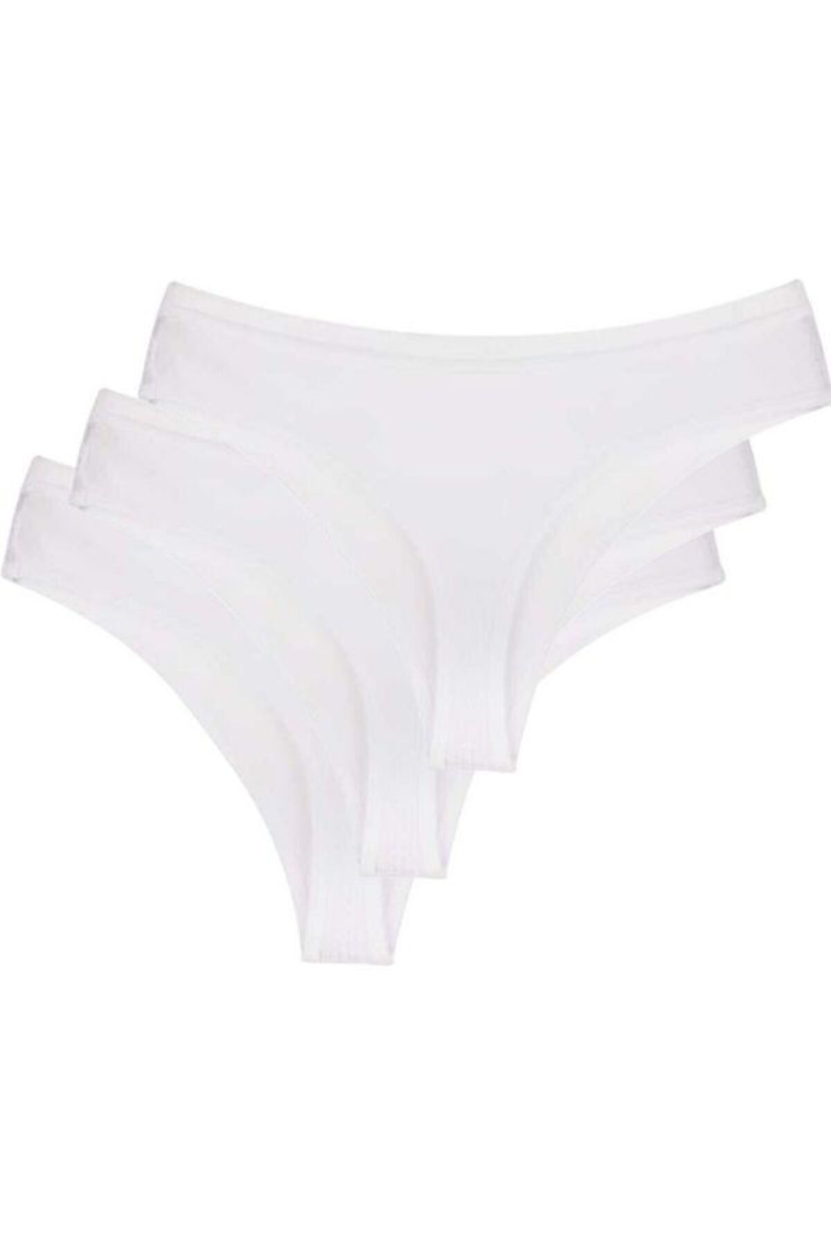 armonika-Chiloți tanga damă din bumbac alb Lycra - Pachet de 3 ARM-25K 200004 1