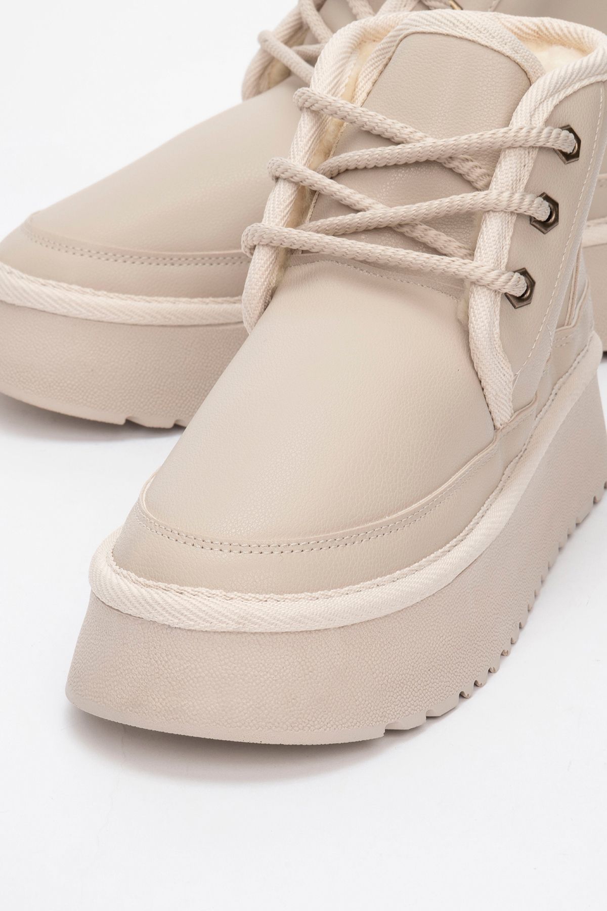 چکمه و بوتی نود زنانه OVELA BEIGE SKIN پایه ضخیم های ورزشی زنان luvishoes