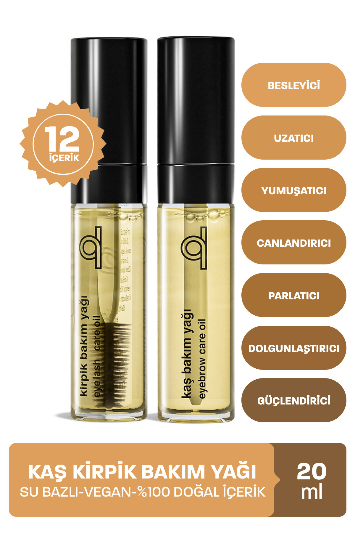 Kaş Kirpik Serumu - Kaş Kirpik Bakım Yağı Besleyici Uzatma Uzatıcı 20 ML Güçlendirici Kaş ve Kiprik