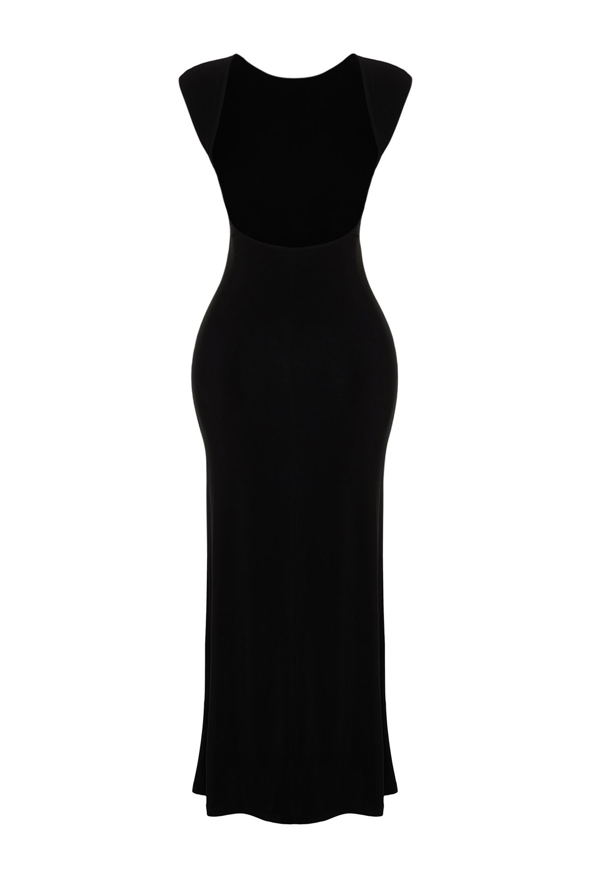 Trendyolmilla  Siyah Sırt Dekolteli Fitted/Vücuda Oturan Maxi Esnek Örme Maxi Kalem Elbise TWOSS24EL00090 - Görsel 7