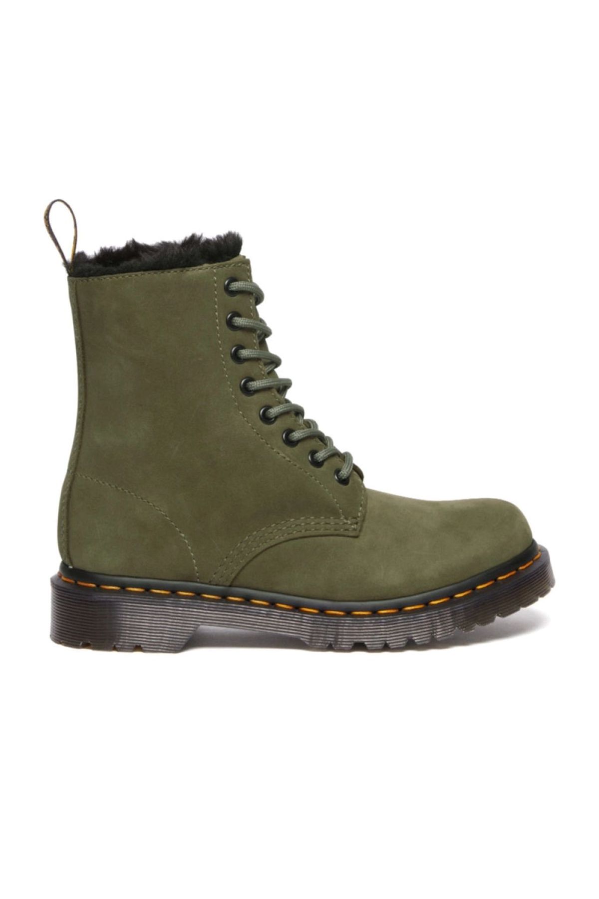 Dr. Martens Kozaki I Botki Damskie / Dziewczęce Oliwkowe Buffbuck I Czarne Futro Milo Kobieta - 37