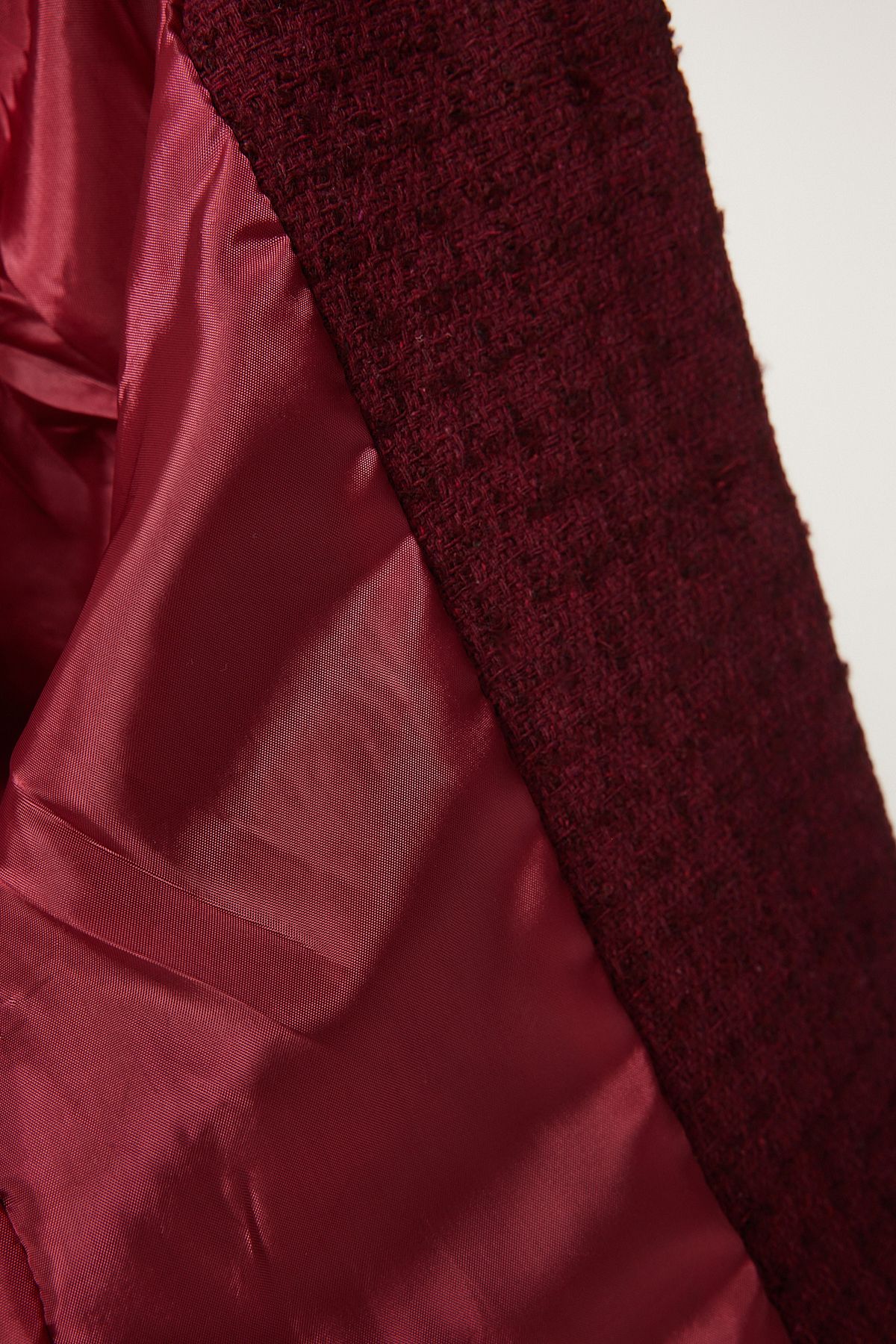 Happiness İstanbul-Burgundy Tweed Crop Women's Jacket - To00039 6