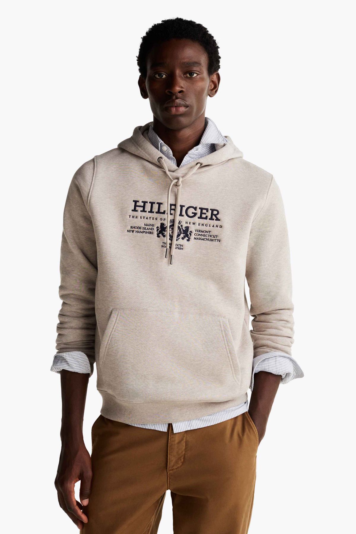 Tommy Hilfiger-Férfi kapucnis galléros barna pulóver - MW0MW35527HE6 1