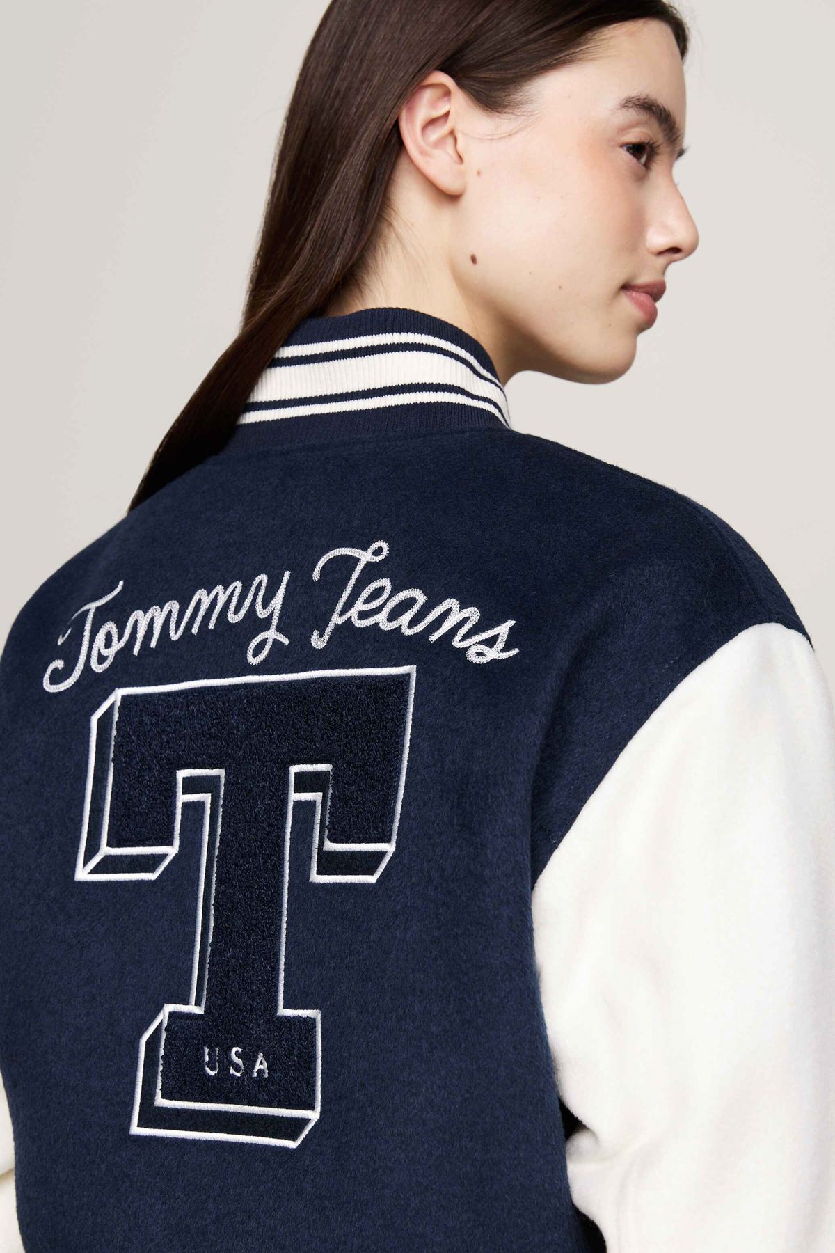 Tommy Jeans-Sötétkék női kabát - TJW Letterman dzseki 4