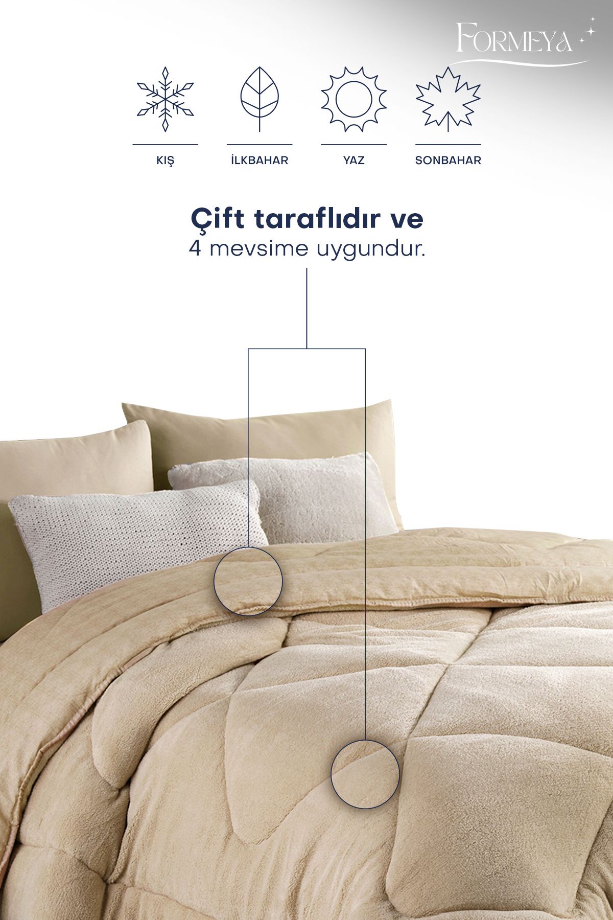 Formeya-Beige, übergroße Wellsoft-Steppdecke, doppelseitig, 215 x 235 3