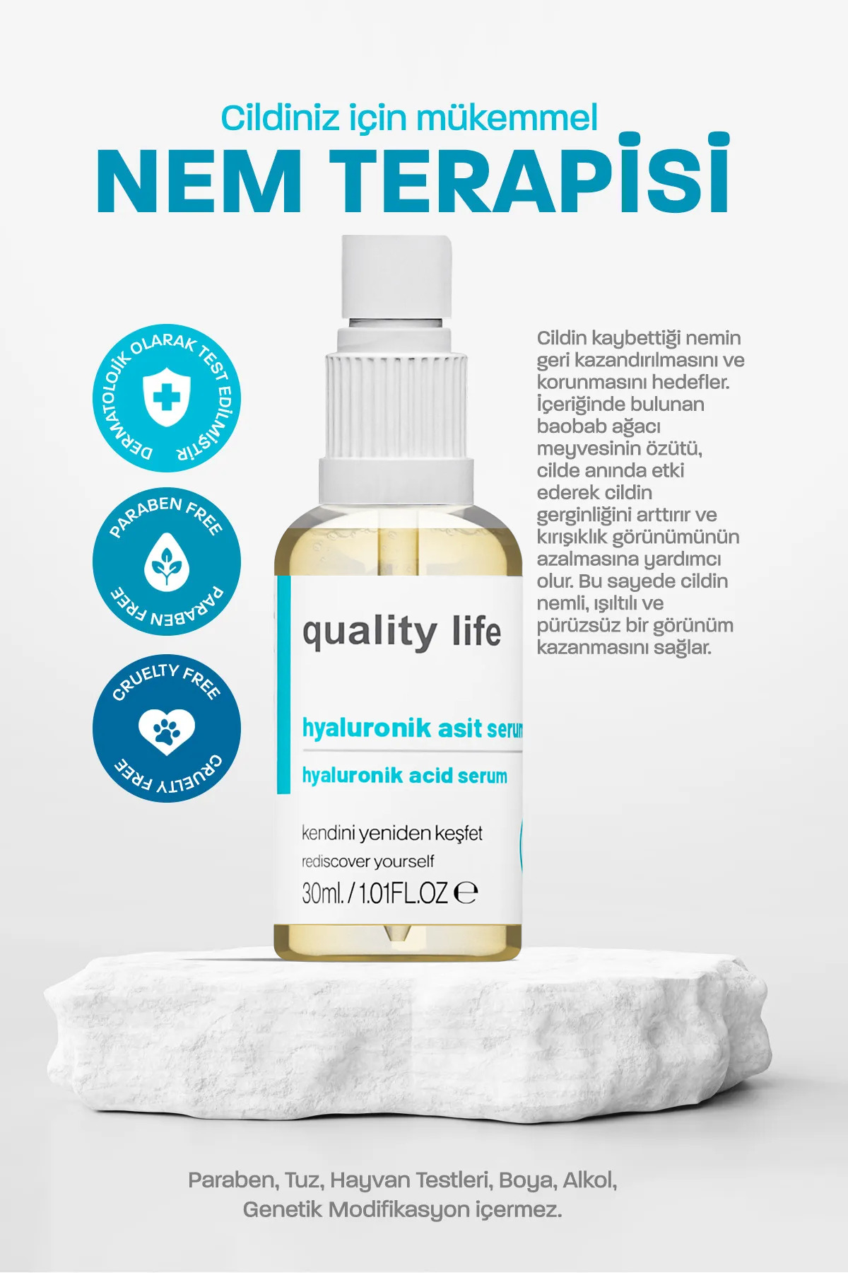 سرم پوست   Quality Life | Hyaluronik-asit-serum-nemlendirici اورجینال - تصویر 2