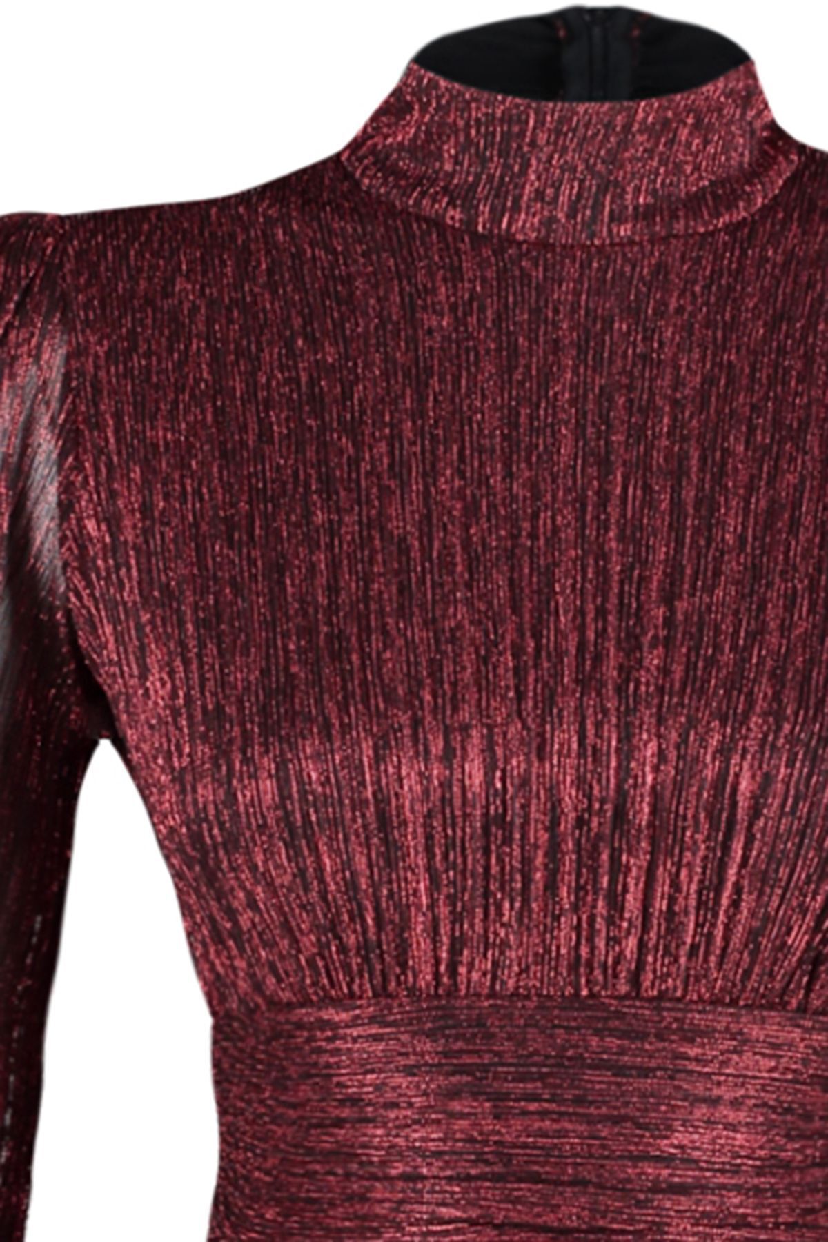 Trendyol Collection-Burgundowa sukienka z tyłu z ozdobnym brokatem, dzianinowa, krótka, wieczorowa, na zakończenie szkoły TPRAW23EL00304 7