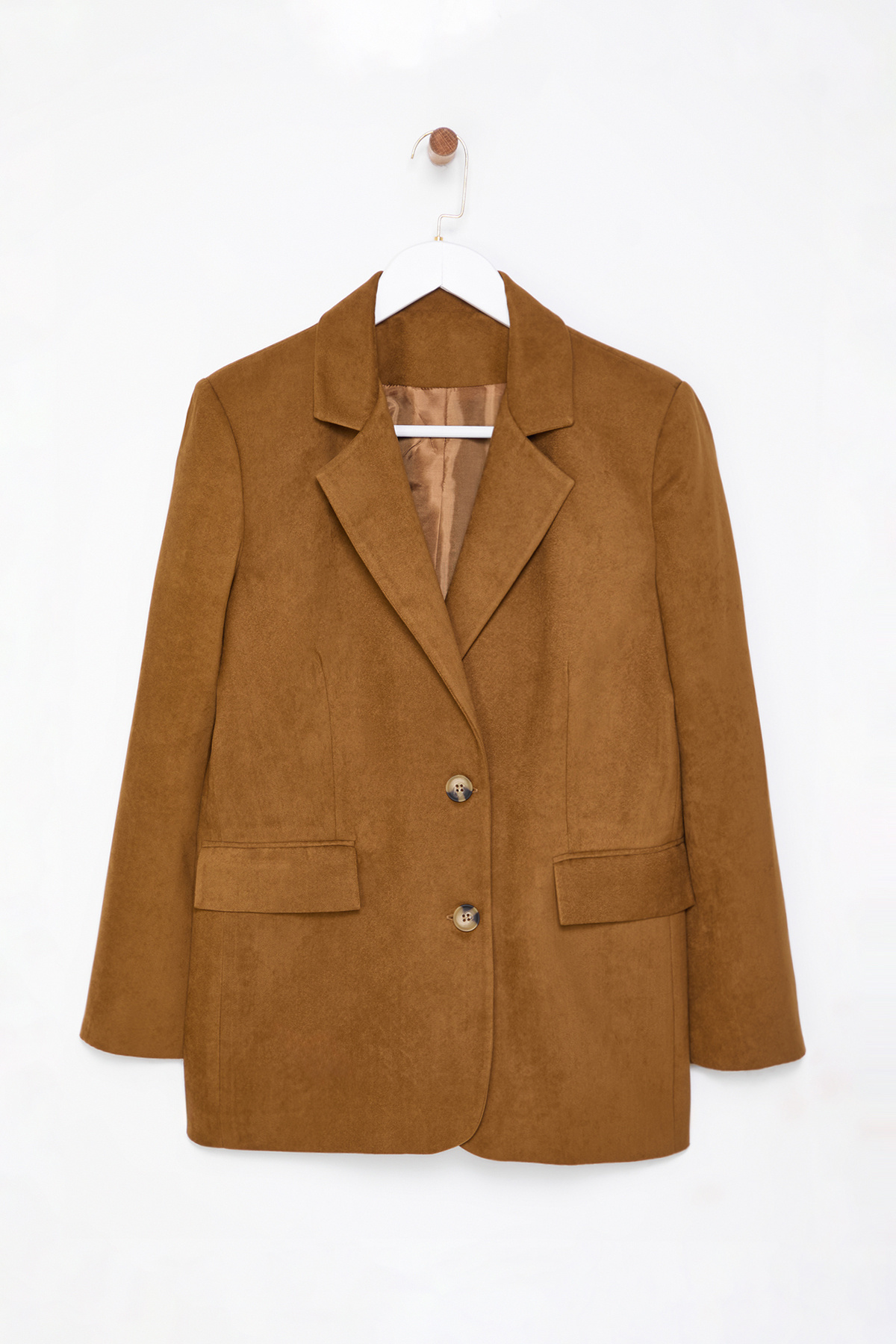 Trendyol Collection-Hnědý semišový tkaný sako Twoaw25Bc00040 6