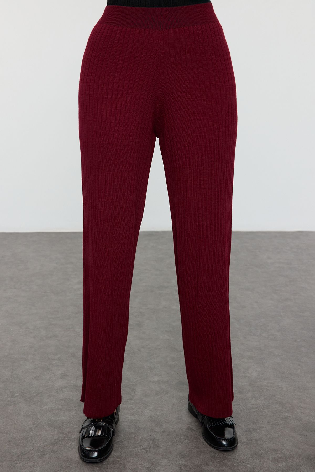 Trendyol Modest-Burgundy Blocked Slit Knitwear Vest and Trousers Set - Tctaw24Us00087 4