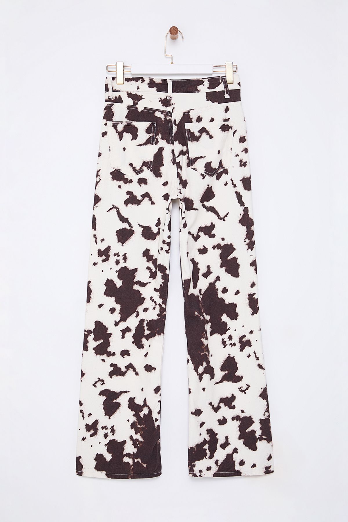 Trendyol Collection-Multicolor Cow Pattern High Waist Wide Leg Jeans Twoaw25Je00382 7