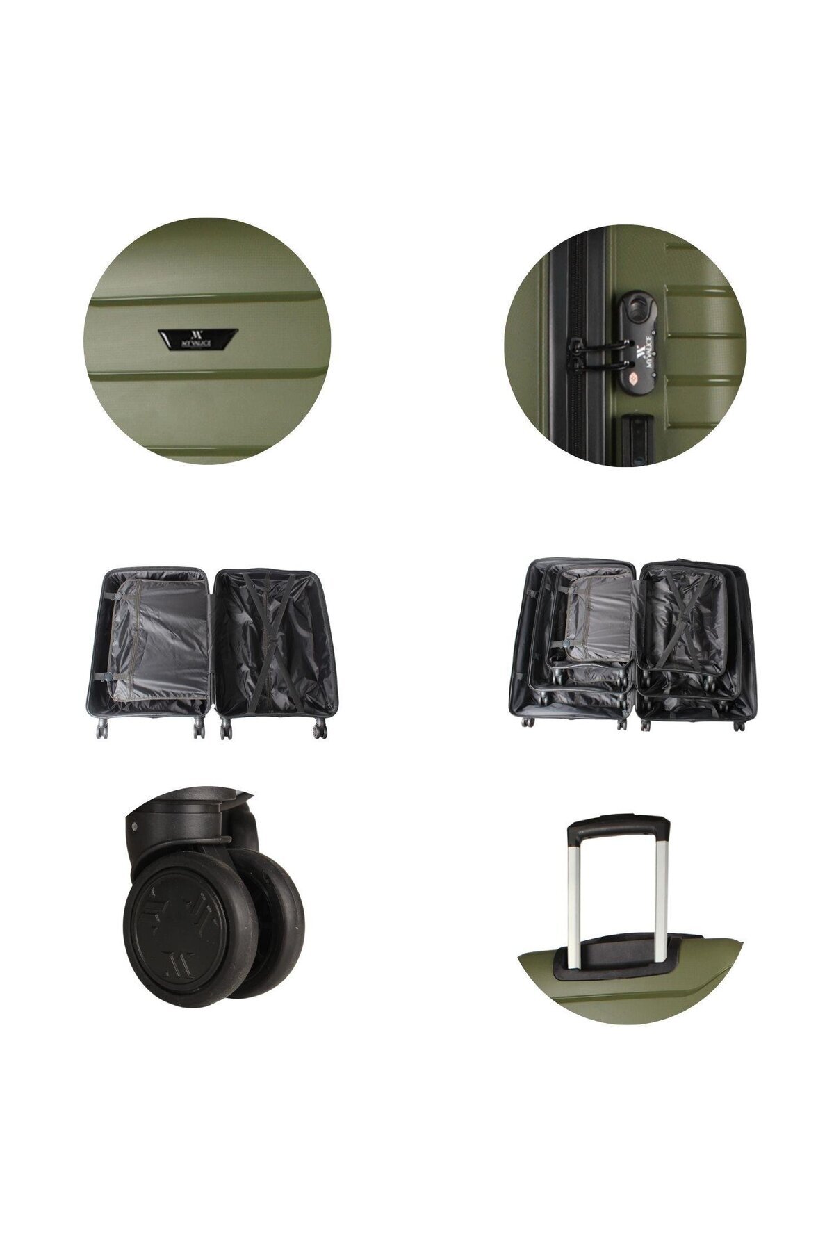 My Valice  Solid PP Polipropilen Kırılmaz Küçük Kabin Boy Haki Valiz - Görsel 5