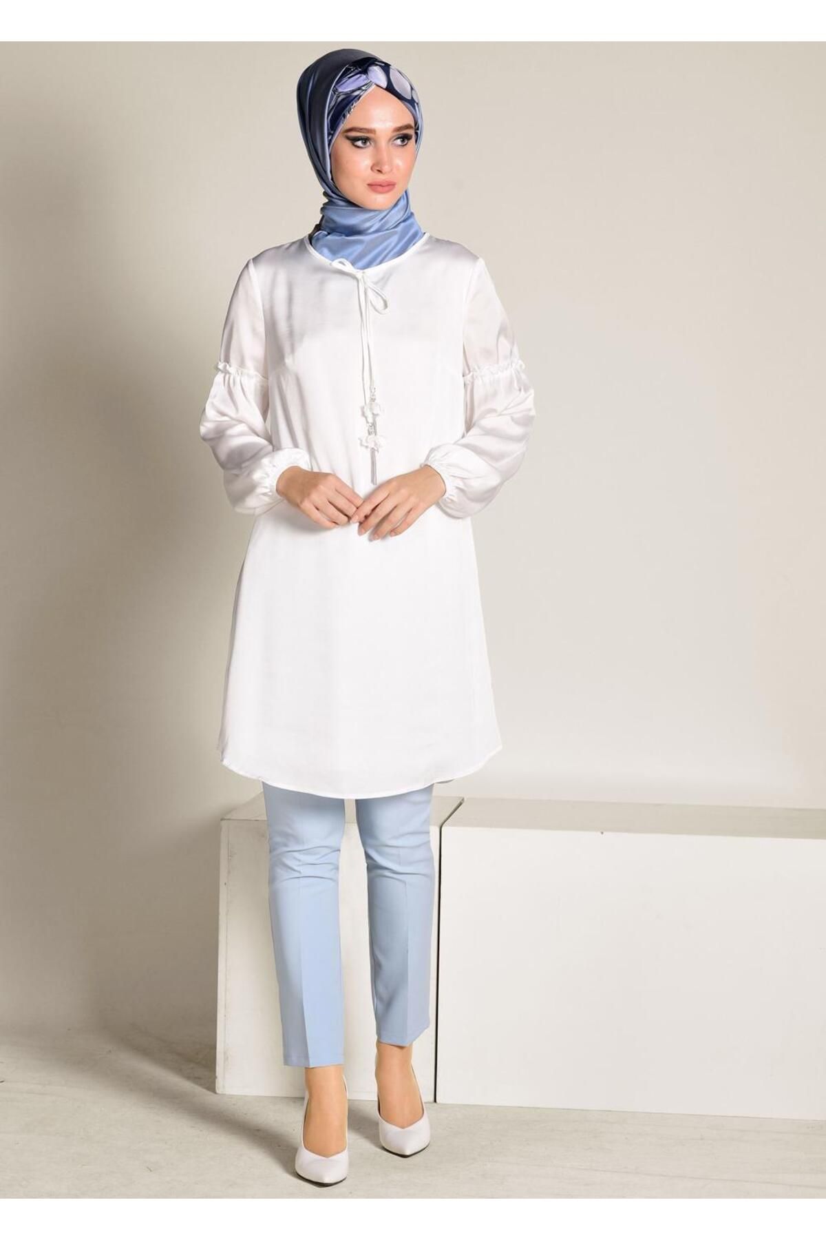 تونیک ساتن با کاف الاستیک 4334 Alvina