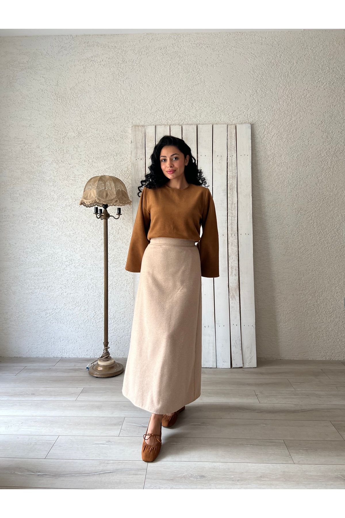 KÜÇÜĞÜM BUTİK-Beige Long Skirt 3