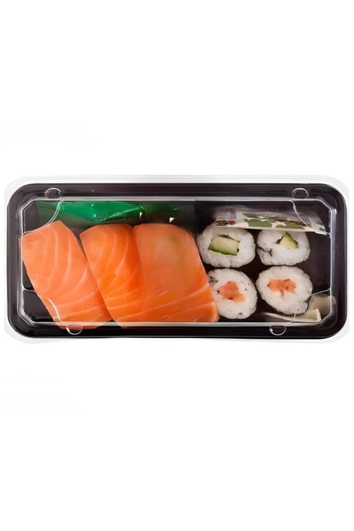 サン♡新品KUSHI PACK セット GİZPAK Sushi Kabı Plastik Servis Seti Küçük 9x16cm 100 ADET