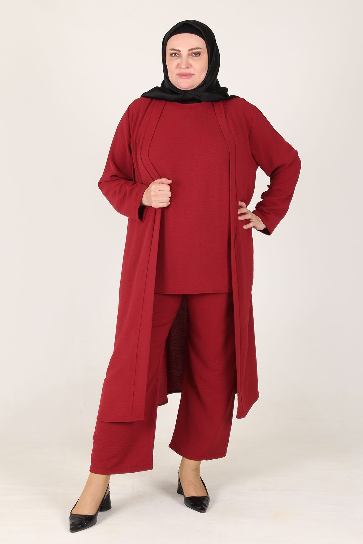 sefamerve-Arya Ayrobin Large Size 3 Piece Set 2615-06 Red 2