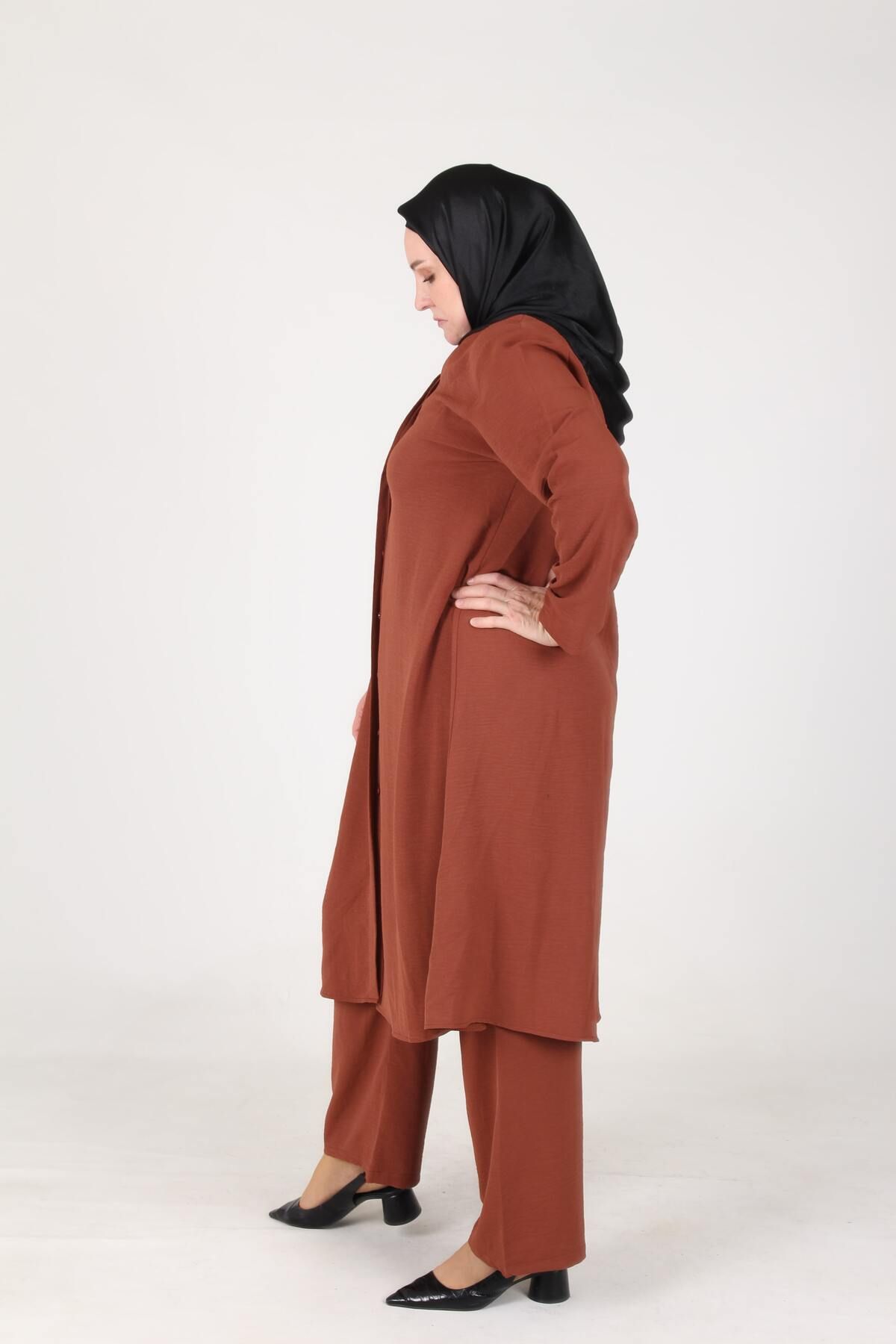 sefamerve-Aykal Ayrobin Plus Size Button 2er-Set 2613-11 Tan 3