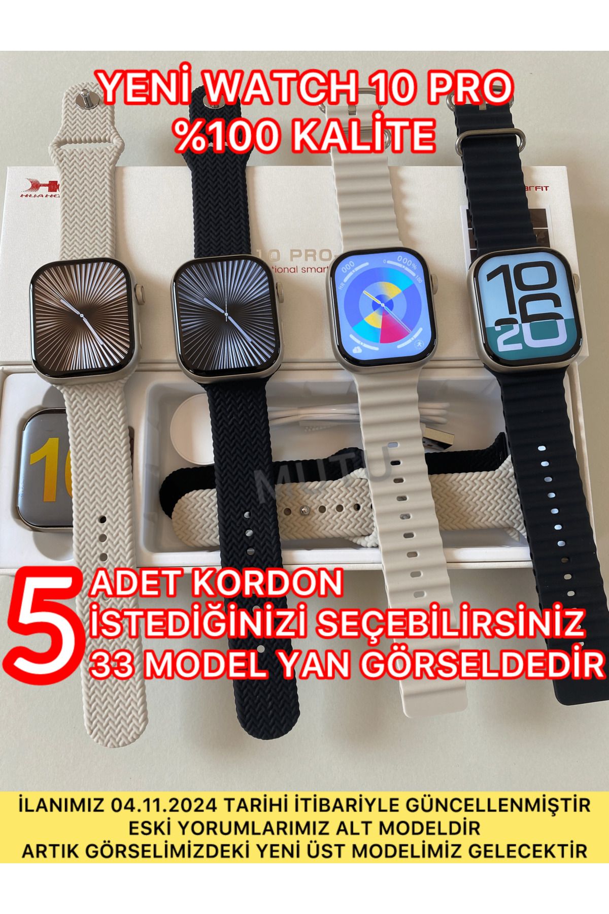 MUTU Watch 10 Hk10 Pro-a (5 KORDON ÖZEL SEÇMELİ) Fulldonanımlı Akıllı Saat (İLANIMIZ GÜNCELLENDİ)