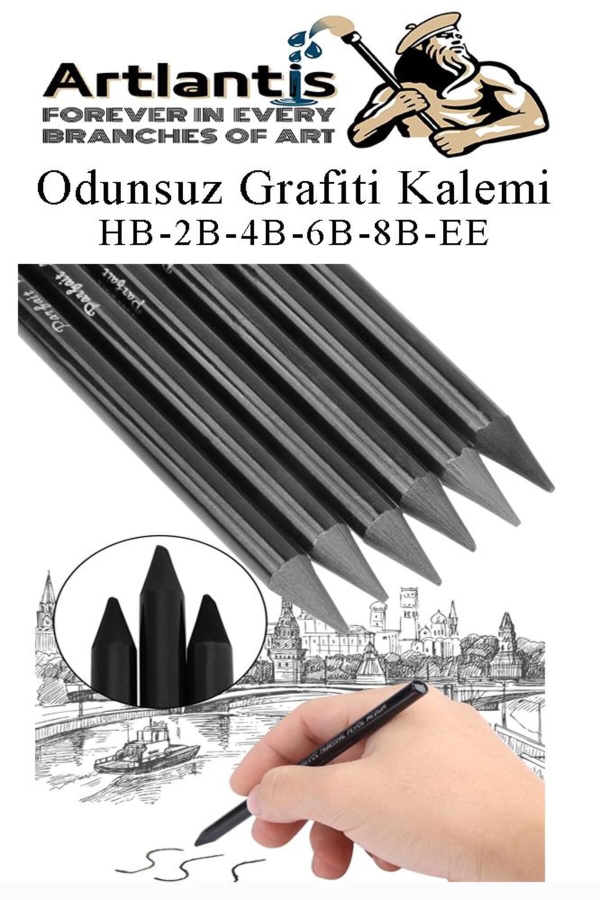 Artlantis Odunsuz Grafiti Kalemi 6 lı 1 Paket Odunsuz Kömür Kalemi